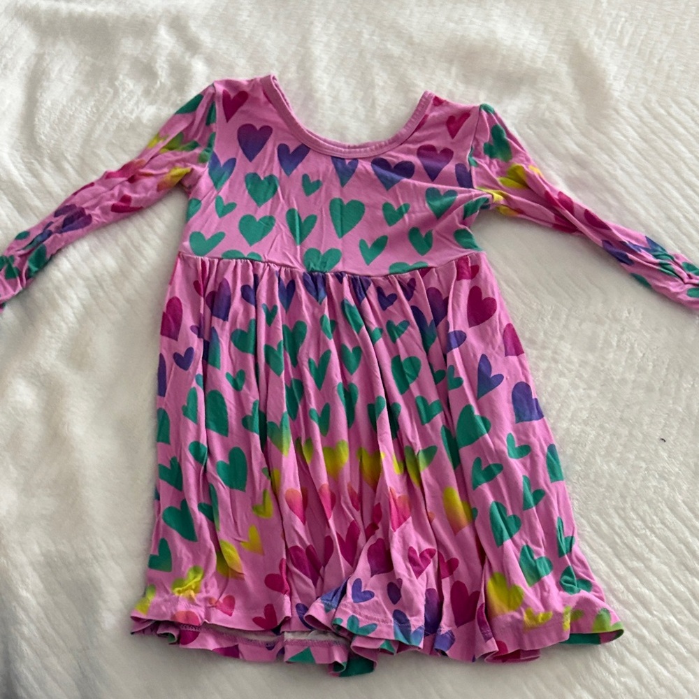 Colorful Heart Pattern Kids Dress